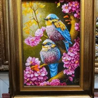 تابلو فرش دستباف تبریز گل و بلبل