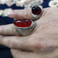 انگشتر عقیق دست‌سازطوقدارقدیمی ودستسازاستادنوروزی