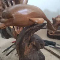 دلفین چوبی دست ساز با چوب ساج