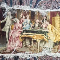 تابلو فرش میزپاستور باز دستباف ابریشم