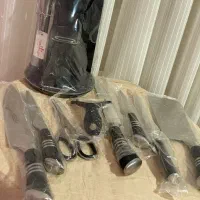 سرویس چاقو اشپز خانه ۹ پارچه مشکی نقره ای