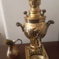 سماور زغالی برنجی با وسایل 1.5 لیتری