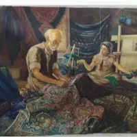 تابلو رنگ وروغن  موضوع مرد روفگر