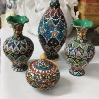 قندان وگلدان کار دست تزیینی مینا کاری