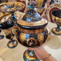 کریستال وارداتی طلاکوب ثابت رانر میوه خوری  مهاجرت|ظروف سرو و پذیرایی|قم, نخودی|دیوار