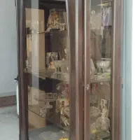 کمد ویترینی دکوری تمیز چوب ، شیشه و آینه