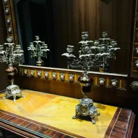 میز تلوزیون چوبی واینه و کنسول و شمعدان منبت|میز تلویزیون|مشهد, هفت تیر (حافظ)|دیوار