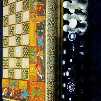 تخته نرد و صفحه شطرنج خاتم ( مجلس بزم قاجاری )