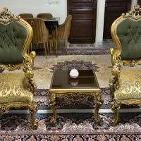 مبل استیل ۹ نفره ورق طلا همراه میز وسط ۲عسلی کوچک|مبلمان خانگی و میز عسلی|تهران, بهار|دیوار