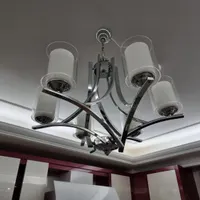 لوستر ۶ شعله استیل با حباب شفاف خارجی نو نو