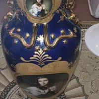 گلدون چینی سرمه ایی (آب طلا کاری شده )