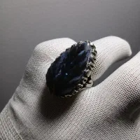 انگشتر زیبای شجرقائنات زمینه کبود و عقیق سلیمانی