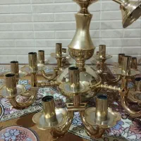 لوستر در حد نو برنز رنگ ثابت ابکاری طلا شده|لوستر و چراغ آویز|همدان, |دیوار