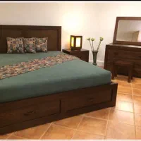 بوفه و اینه و تخت و میز ارایش به همراه صندلی