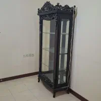 بوفه ویترین دار چوبی تاج دار و چراغ دار|بوفه، ویترین، کنسول|عسلویه, |دیوار