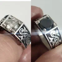 انگشتر موزانایت سیاه و سفید رکاب قلمزنی|بدلیجات|تهران, بازار|دیوار