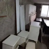 تخت دو نفره همراه تشک دراور پا تختی با اینه