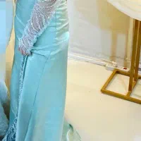 لباس مجلسی بلند سبز پاستیلی دنباله داره