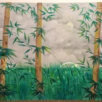 نقاشی درختان بامبو