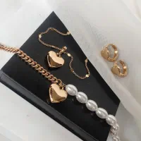 ست قلبی آبکاری طلا