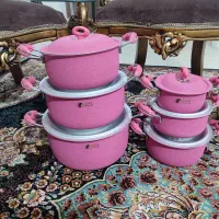سرویس قابلمه ۱۲ پارچه روحی صورتی