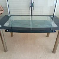 میز ناهارخوری ۶ نفره دو طبقه شیشه ای