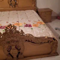 تخت دونفره بادوتاپاتختی ومیزارایش چوب گردوی منبت|تخت و سرویس خواب|اصفهان, آبشار|دیوار