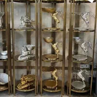 بوفه استند فلزی دکوری تزئینی چهارطبقه گرد پیانویی