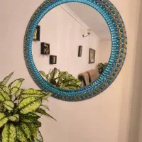 آینه گرد تزئینی آبی فیروزه ای نگین دار|آینه|پردیس, فاز ۲|دیوار