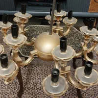 جفت لوستر ۱۵ شاخه آب طلا|لوستر و چراغ آویز|تبریز, |دیوار