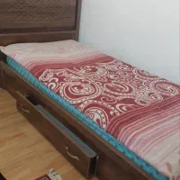 تخت یک نفره‌ کشودار+تشک+کفی