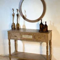 آینه کنسول چهار پایه حصیری اقتصادی