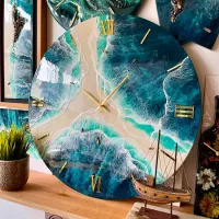 ساعت دیواری و تابلو دست ساز رزینی