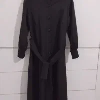 مانتو بلند مشکی دکمه دار