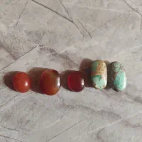 انگشتر نقره چاقو قدیمی سکه مسی و نگین‌