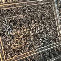 سینی امضا دار مسی تمام قلم بزم|کلکسیون اشیاء عتیقه|تهران, اقدسیه|دیوار