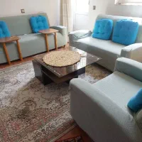مبل ۶ نفره زیره و چوب گردو . پارچه ترک،