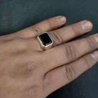 انگشتر عقیق سیاه نقره 925