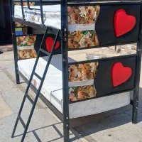 تخت خواب فلزی دوطبقه با تشک اصل رویتل