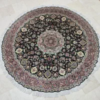 فرش دستباف تبریز گرد ۲×۲ مشکی