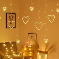 ریسه پرده ای قلبی|ریسه و چراغ تزئینی|قزوین, |دیوار