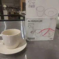 فنجان و نعلبکی چهار نفره ایکیا،کاملا اک،رنگ کرم
