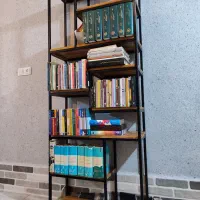 کتابخانه ،ویترین چوب و اهن|کتابخانه، شلف، قفسه‌های دیواری|رشت, کوی امام رضا|دیوار