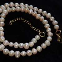 گردنبند مروارید پرورشی استیل ۳۱۶ آبکاری ۷ لایه طلا|جواهرات|پرند, فاز ۲|دیوار