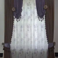 پرده حریر گلدار با والان دوطرفه