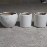 گلدان سفالی  سفید