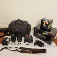 دوربین کنون r10 با دو لنز و متعلقات