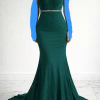 پیراهن مجلسی بلند سبز زمردی