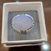 انگشتر نقره عقیق کبود سوزنی سنگ حکاکی