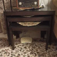 جلو مبلی وعسلی، چوبی با صفحه شیشه ای